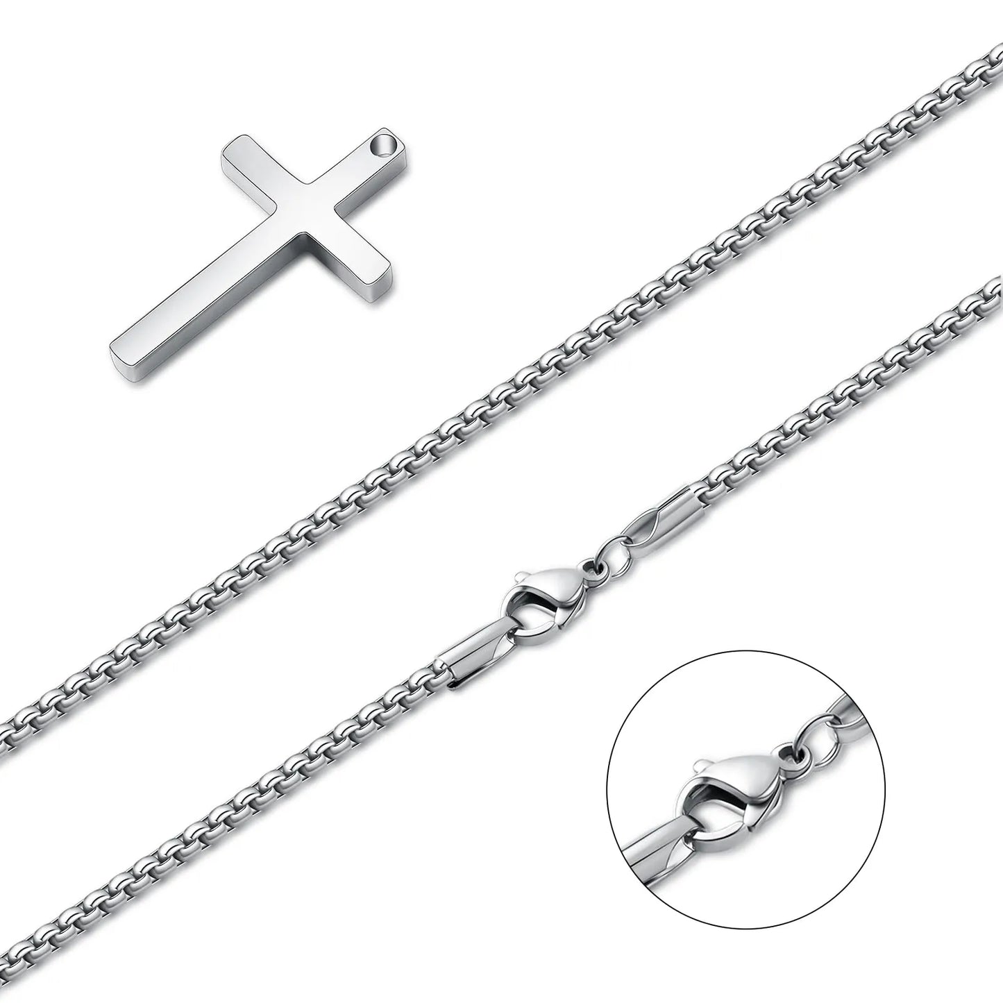 EP Silver Cross Necklace Men