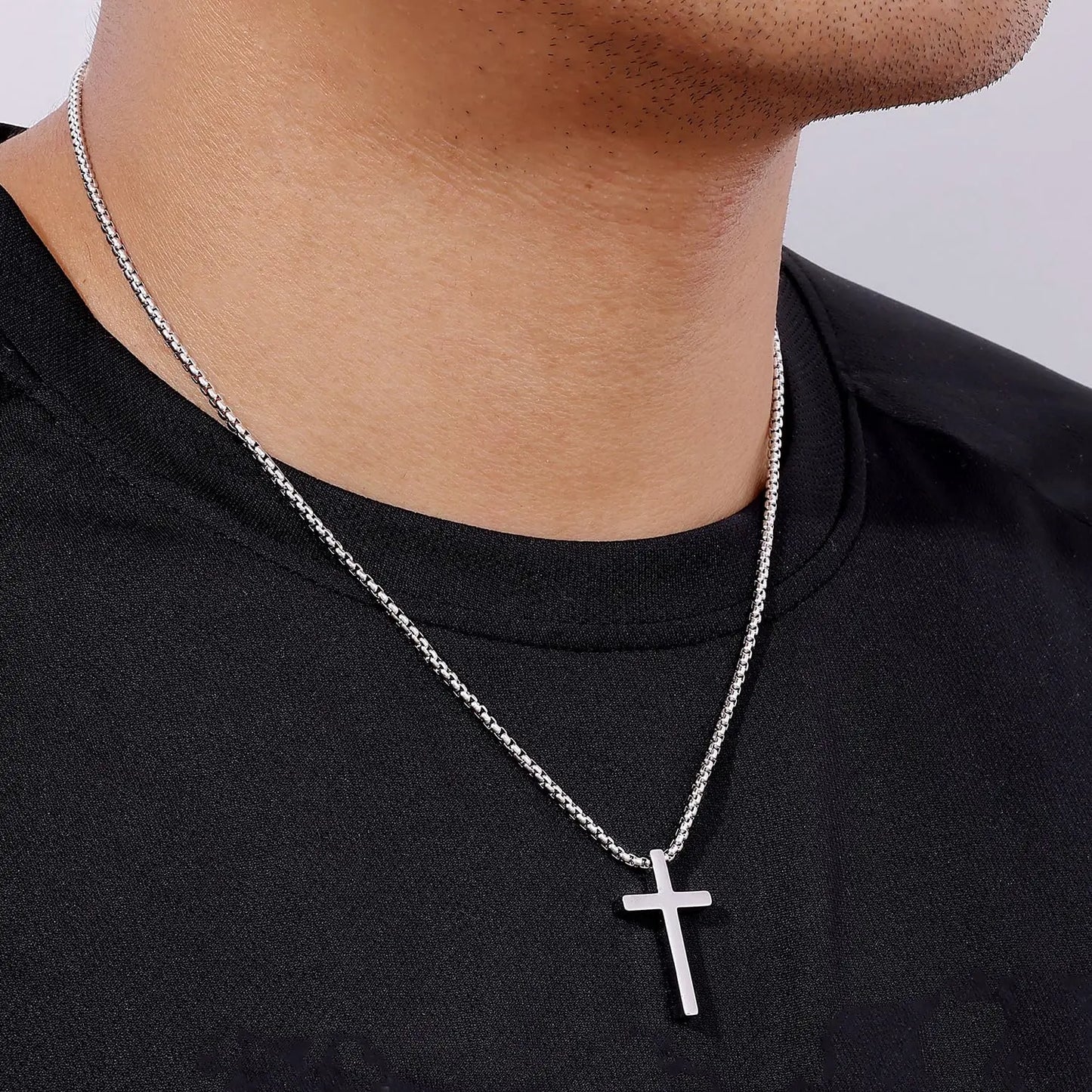 EP Silver Cross Necklace Men